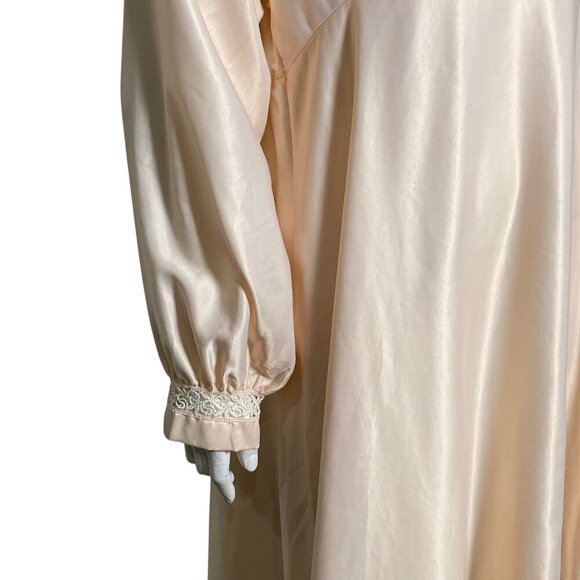 Vintage Valentino Intimo Long Nightgown Womens Size L Satin Lace V Neck Pink - Picture 6 of 10